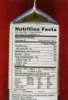 The Nutrition Facts panel on a carton of lactose-free milk shows lactase enzyme as the second ingredient after milk. © Leonard Lessin, Peter Arnold, Inc.